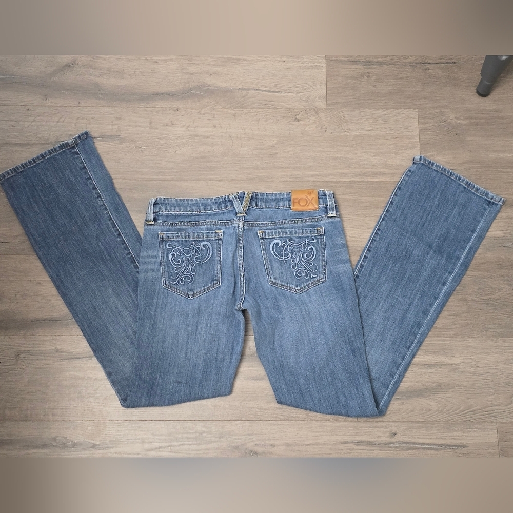 Fox Racing Y2K Womens Jeans Size 5 Lowrise Bootcut Medium Wash Moto Grunge